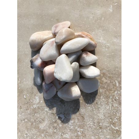 Galet de marbre décoration blanc rosé 20/40